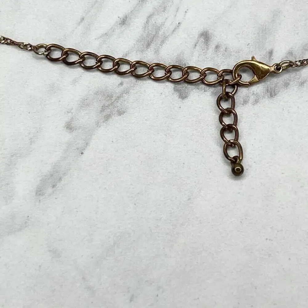 Gold Tone Faux Turquoise Trunk Up Good Luck Elephant Pendant Necklace